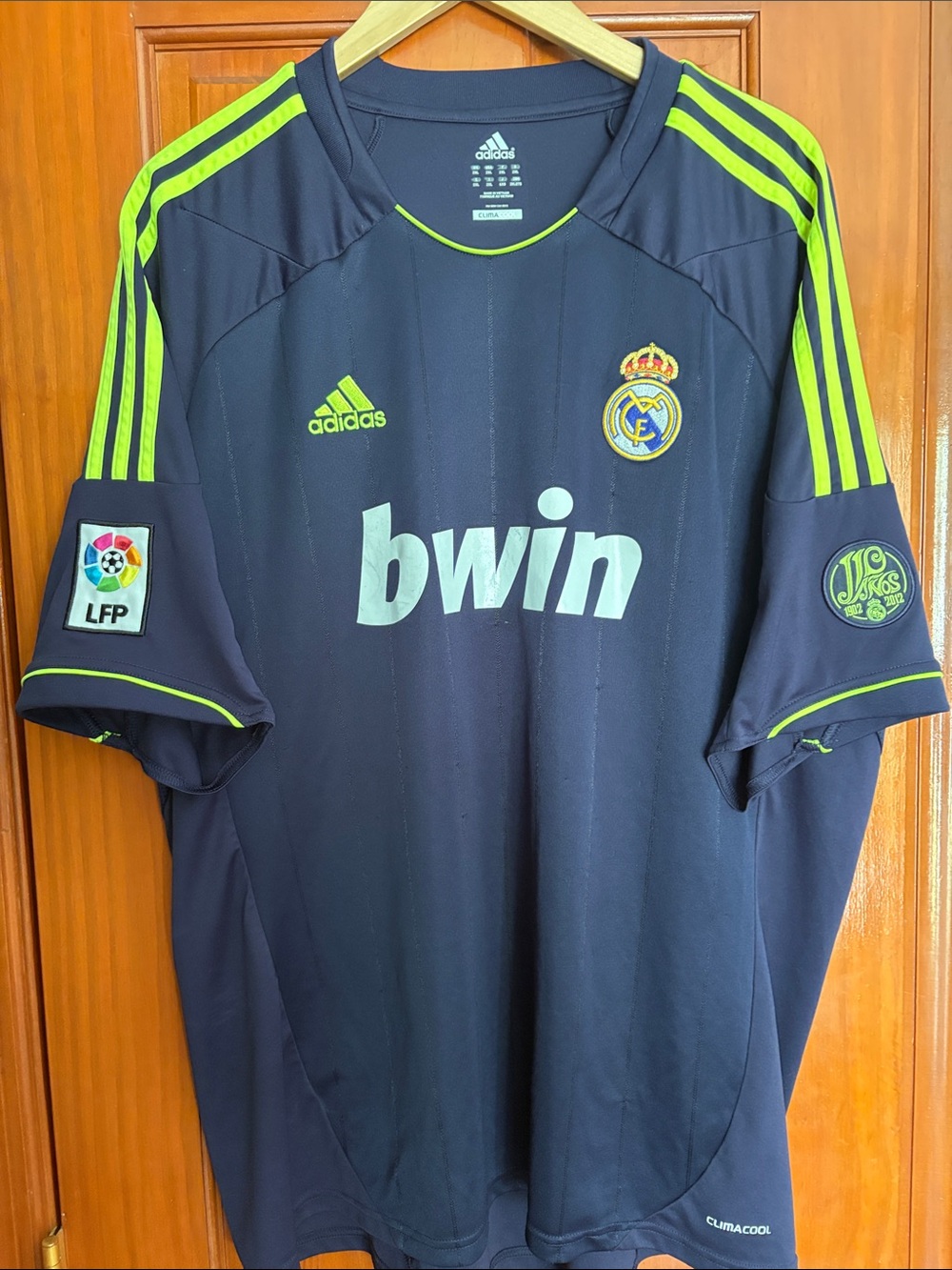 adidas Navy with Neon Yellow Real Madrid Away Jersey. 110 Years  Retro